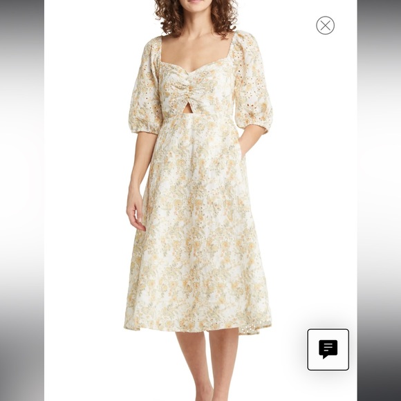 Chelsea28 Floral Eyelet Midi Dress - Picture 1 of 8